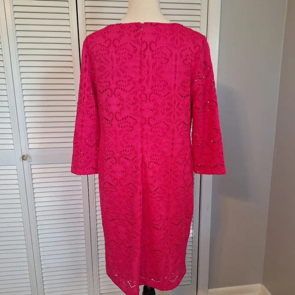 Chico's europa Pink Lace Dress Sz 1 Medium *box 2 - Picture 4 of 8